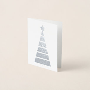 Minimalist Silver Decorated Christmas Tree Foil Card