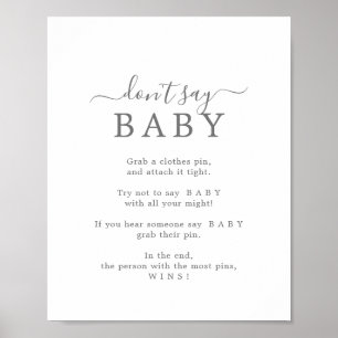 Minimalist Silver Don't Say Baby Game Sign