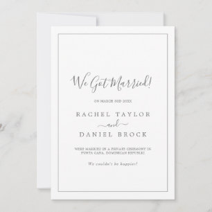 Minimalist Silver Elopement Announcement