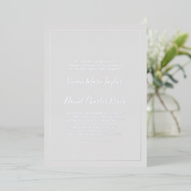 Minimalist Silver Foil | Grey Traditional Wedding (Standing Front)