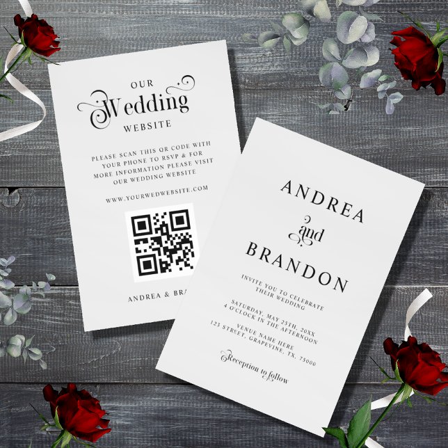 Minimalist Silver Gray QR Code Wedding All in One Invitation (Creator Uploaded)