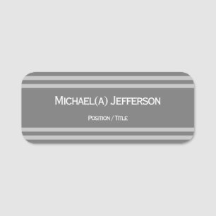 Minimalist Silver Grey Rectangle with Bold White  Name Tag