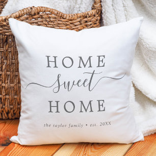 Minimalist Silver Home Sweet Home Housewarming Cushion