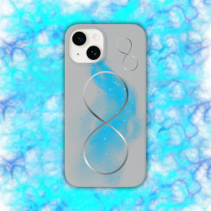 Minimalist Silver Infinity Sign and Teal Glow   Case-Mate iPhone 14 Case