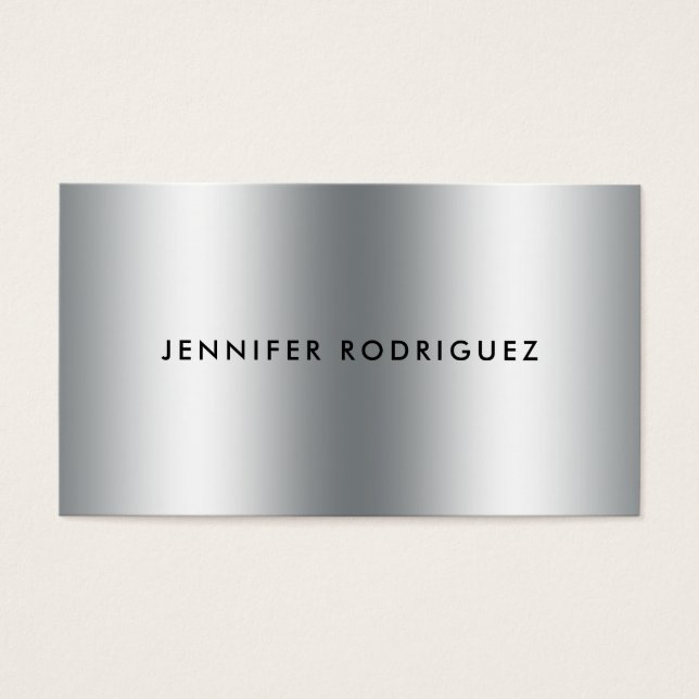 Minimalist silver metal professional business card (Front)
