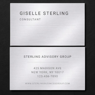 Minimalist Silver Metallic Professional Business Card