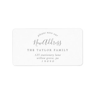Minimalist Silver Please Note Our New Address Label