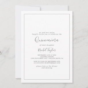 Minimalist Silver Quinceañera Invitation