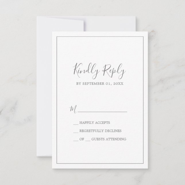 Minimalist Silver Simple RSVP Card (Front)
