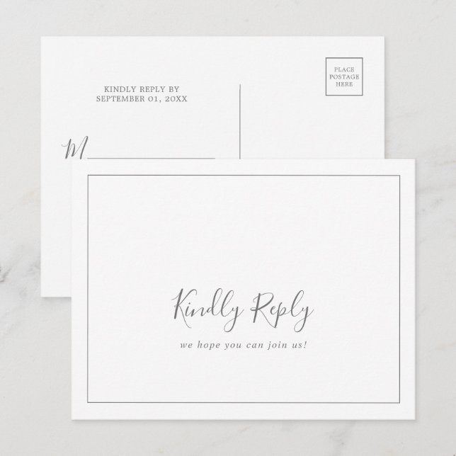 Minimalist Silver Song Request RSVP Postcard (Front/Back)