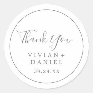Minimalist Silver Thank You Wedding Favour Sticker