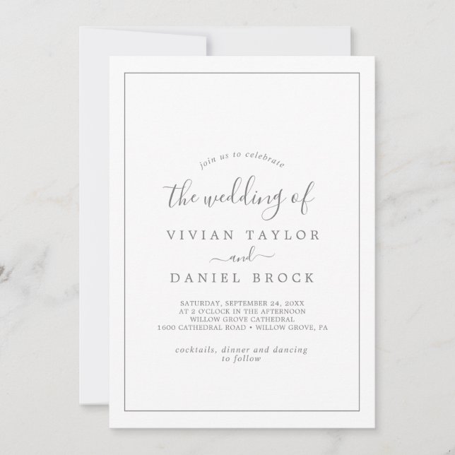 Minimalist Silver The Wedding Of Invitation (Front)