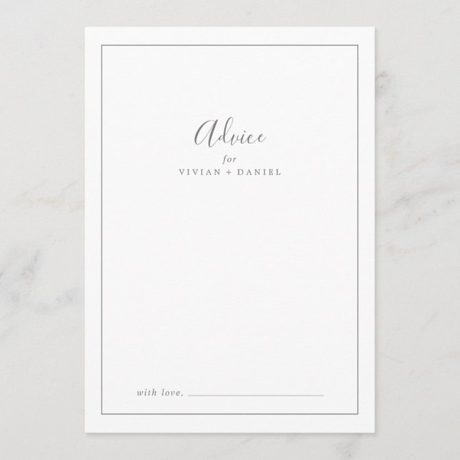 Minimalist Silver Wedding Advice Card (Front)