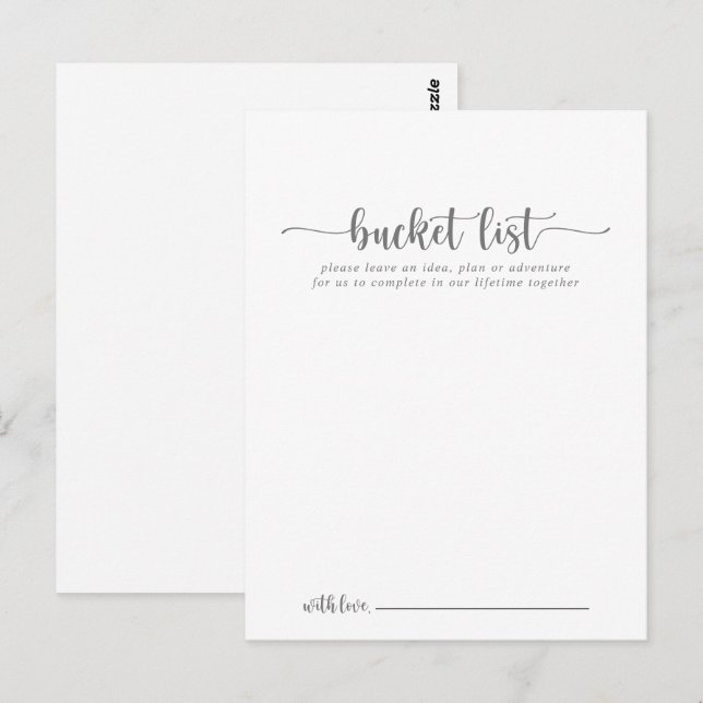 Minimalist Silver Wedding Bucket List Cards (Front/Back)