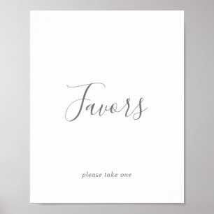 Minimalist Silver Wedding Favours Sign