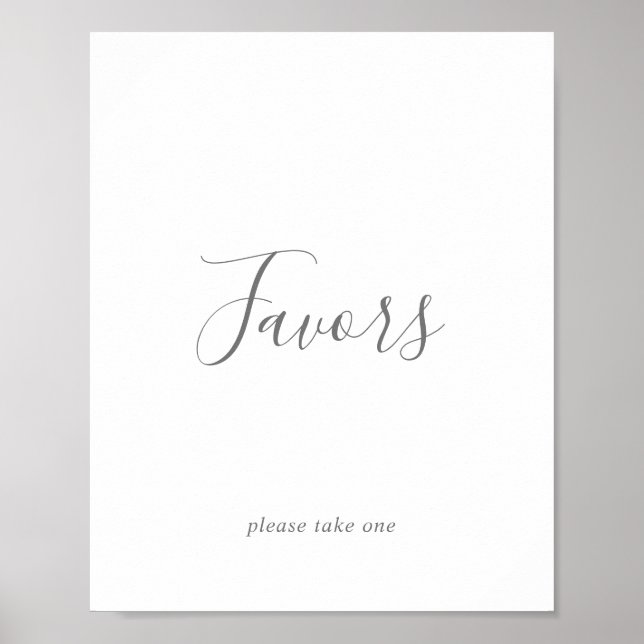 Minimalist Silver Wedding Favours Sign (Front)