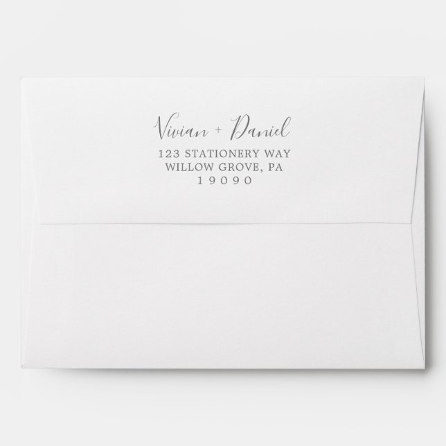 Minimalist Silver Wedding Invitation Envelope (Back (Top Flap))