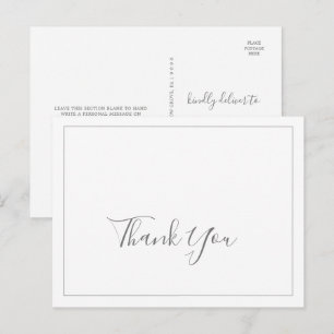 Minimalist Silver Wedding Thank You Postcard
