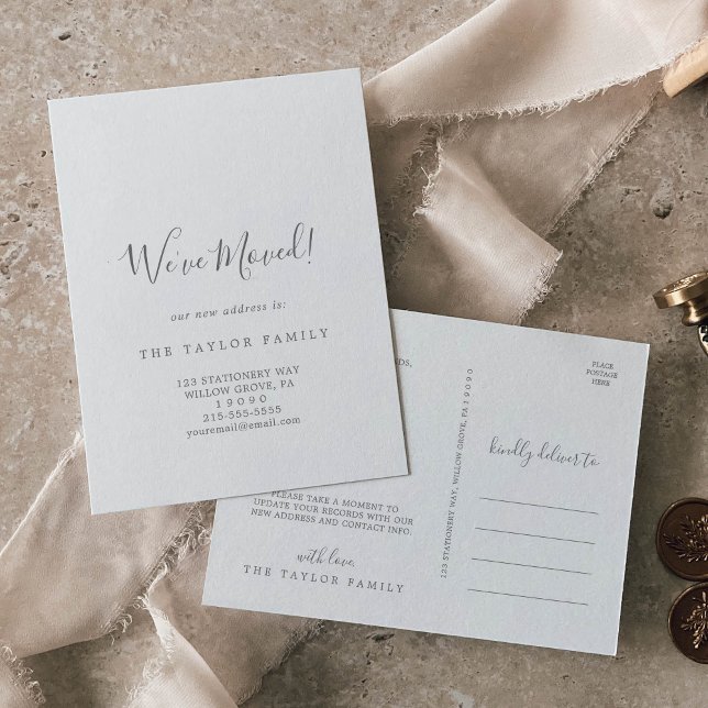 Minimalist Silver We've Moved Moving Announcement Postcard (Creator Uploaded)