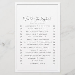 Minimalist Silver Would She Rather Game Flyer