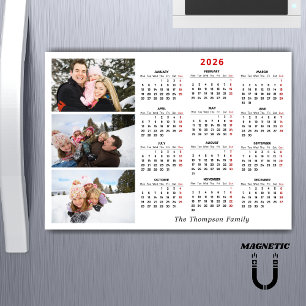 Minimalist Simple 2026 Calendar One Photo Magnet