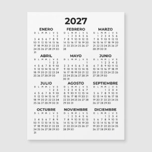 Minimalist Simple 2027 Magnetic Spanish Calendar
