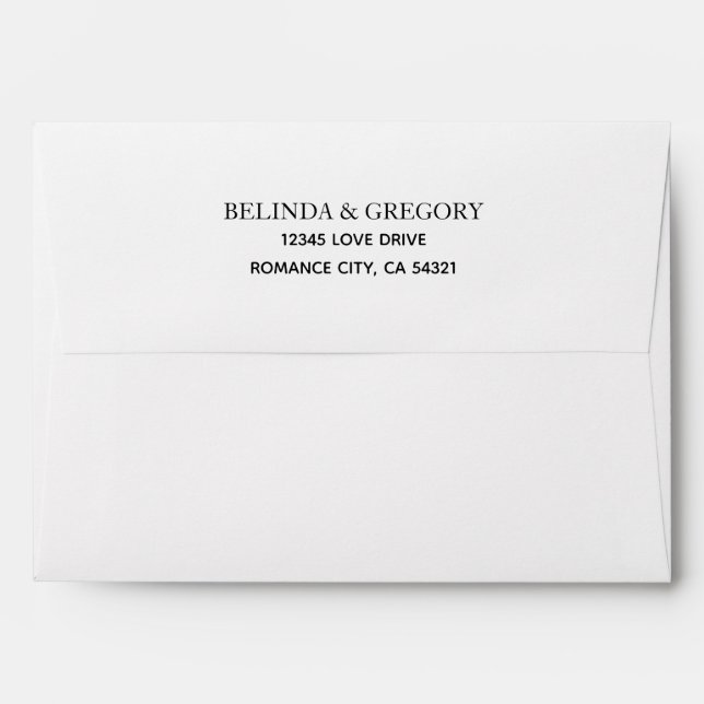 Minimalist Simple 5x7 Wedding Invitation Envelope (Back (Top Flap))