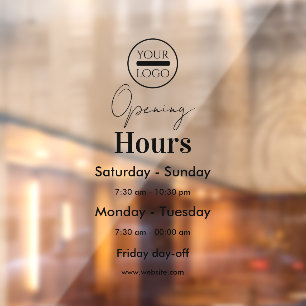 minimalist simple and professional business hours  window cling