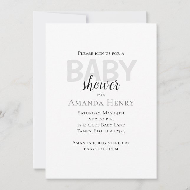 Minimalist Simple Baby Shower Invitation Template (Front)