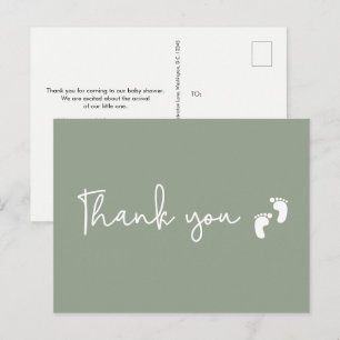 Minimalist simple Baby shower Sage Green Postcard