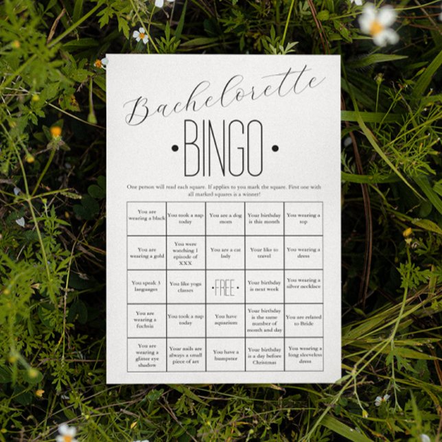 Minimalist Simple Bachelorette Bingo Game (Creator Uploaded)