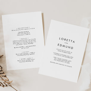 Minimalist Simple Back & Front Formal Wedding  Invitation
