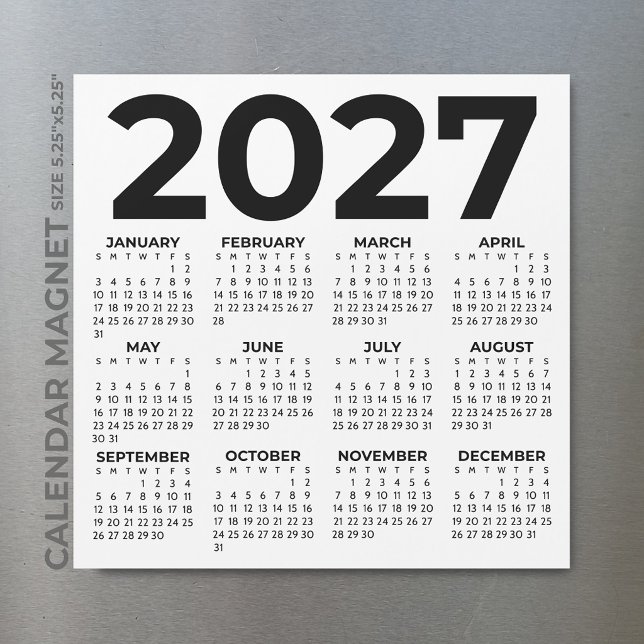 Minimalist Simple Basic 2027 Magnetic Calendar (Creator Uploaded)