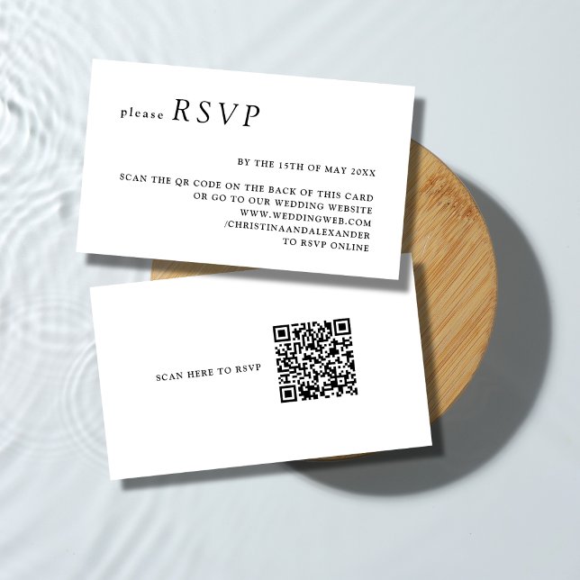 Minimalist Simple Basic QR Code Wedding RSVP Enclosure Card (Creator Uploaded)
