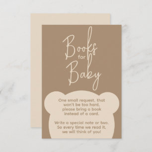 Minimalist simple bear Baby Shower Book request Enclosure Card