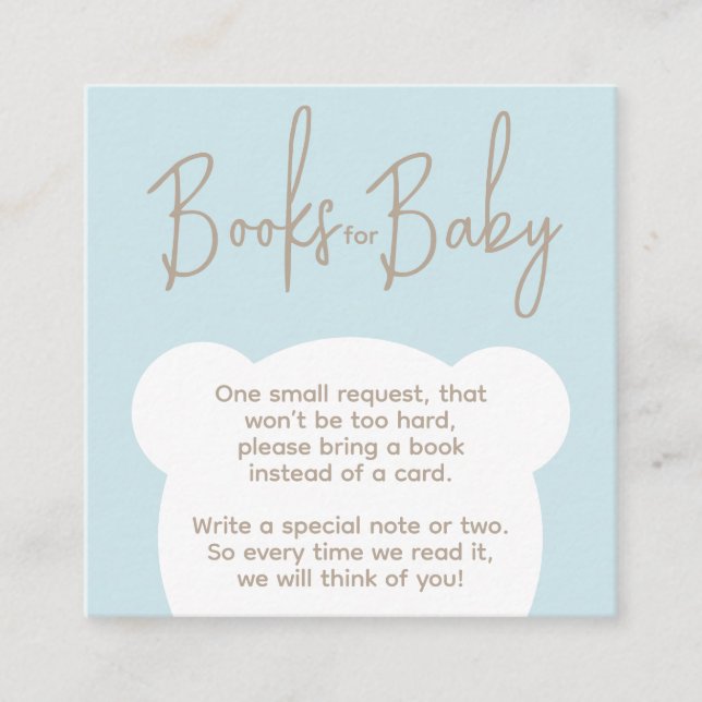 Minimalist simple bear Baby Shower Book request Enclosure Card (Front)