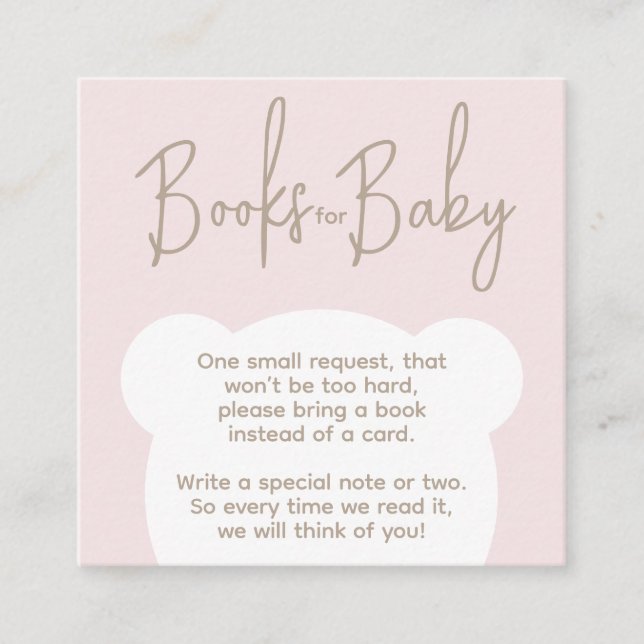 Minimalist simple bear Baby Shower Book request  Enclosure Card (Front)