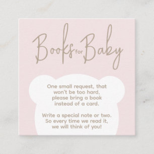 Minimalist simple bear Baby Shower Book request Enclosure Card