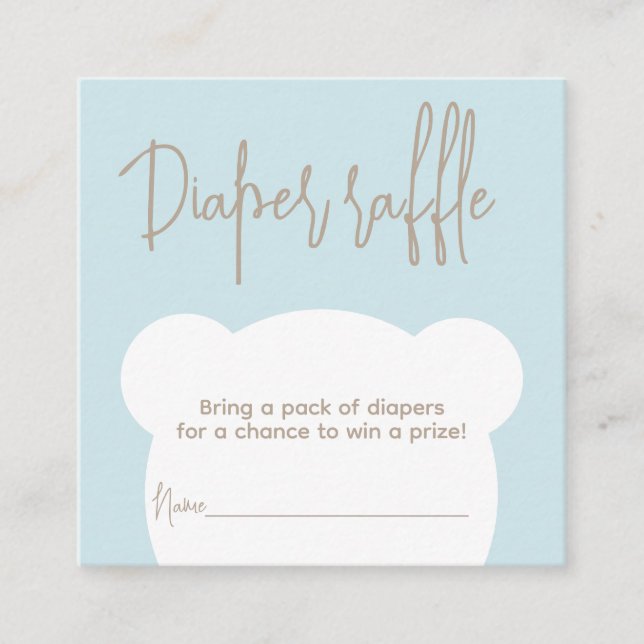 Minimalist simple bear Baby Shower diaper raffle Enclosure Card (Front)