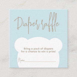 Minimalist simple bear Baby Shower diaper raffle Enclosure Card