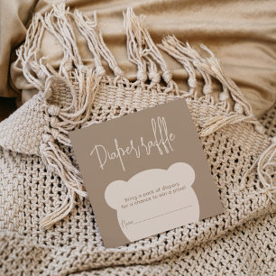 Minimalist simple bear Baby Shower diaper raffle Enclosure Card