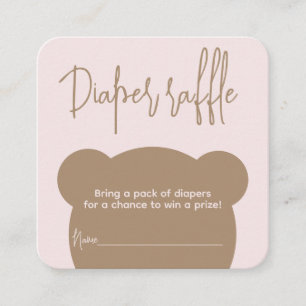 Minimalist simple bear Baby Shower diaper raffle Enclosure Card