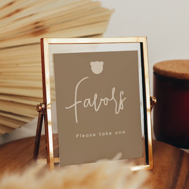 Minimalist simple Bear Baby Shower Favors Poster (Creator Uploaded)