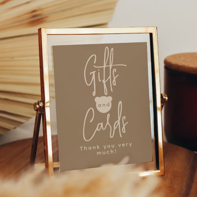 Minimalist simple Bear Baby Shower Gifts and Cards Poster (Creator Uploaded)