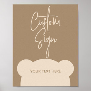 Minimalist simple Bear Baby Shower Pacifier Hunt Poster