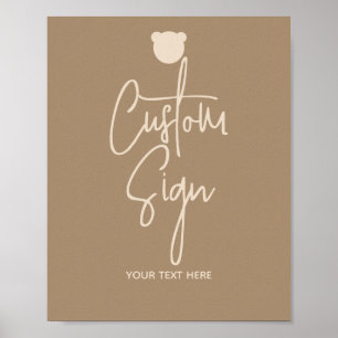 Minimalist simple Bear Baby Shower Pacifier Hunt Poster