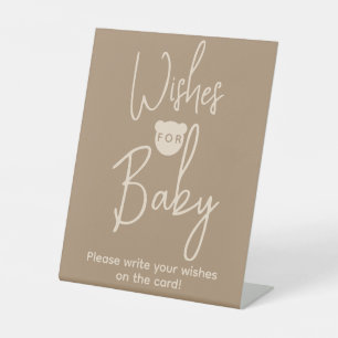 Minimalist simple Bear Baby Shower wishes Pedestal Sign