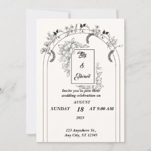 Minimalist Simple Black and Off-white Wedding Invitation