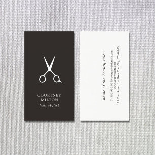 Minimalist Simple Black and White Hair Stylist Business Card