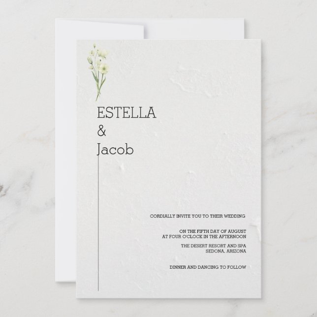 MINIMALIST SIMPLE BLACK AND WHITE WEDDING  INVITATION (Front)